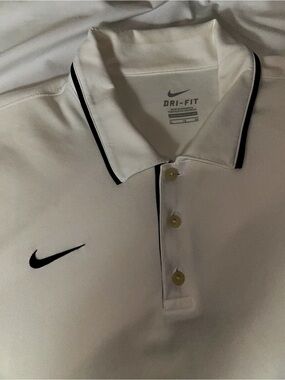 Nike White Polo with Black Trim and Swoosh